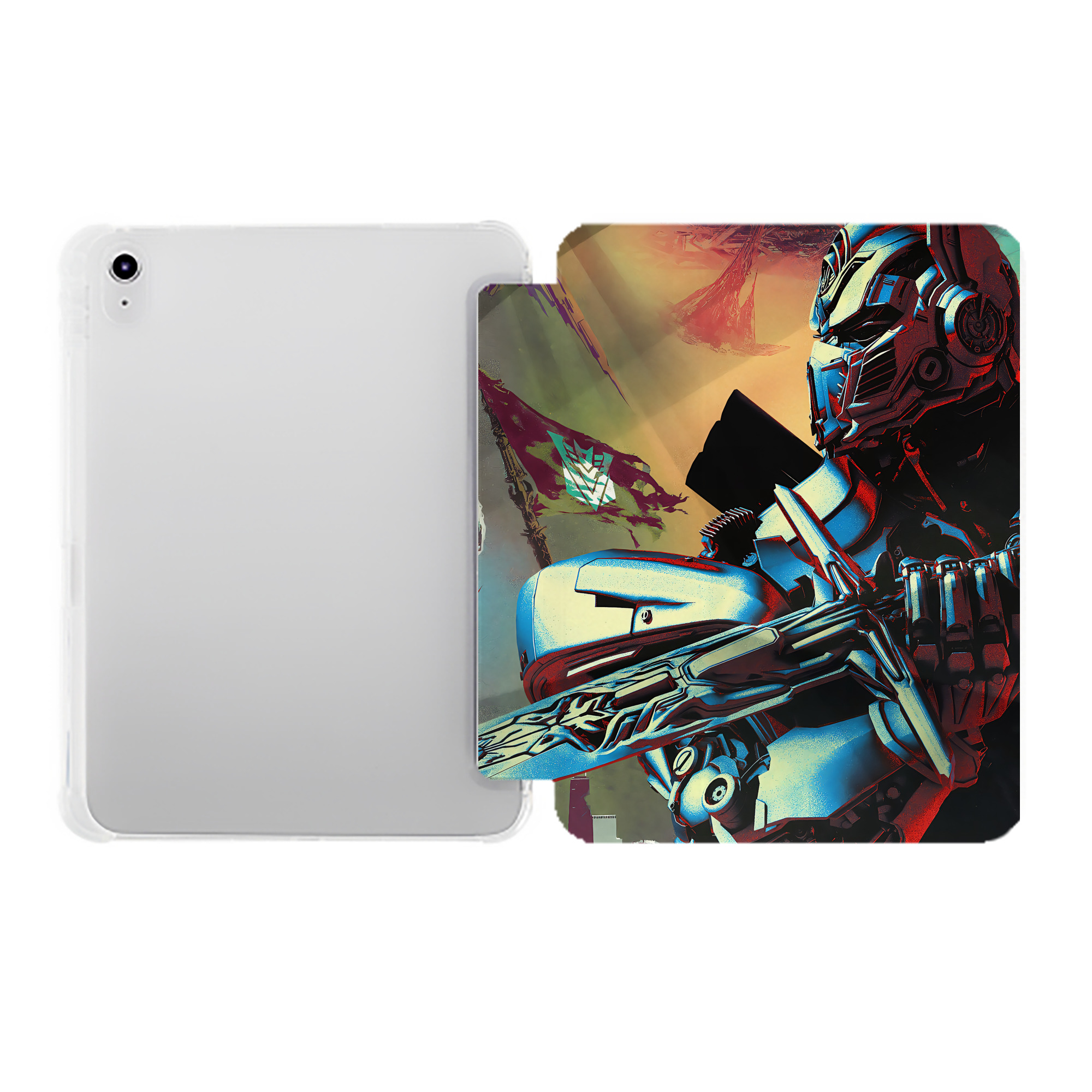 （画像用） Transformers トランスフォーマー IPad ケース ペン収納付き 三つ折りスタンド PUレザー×シリコン 対応機種9.5/10.5/10.9インチ